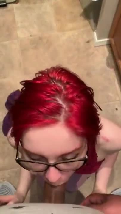Emo Redhead With Big Load On Glasses