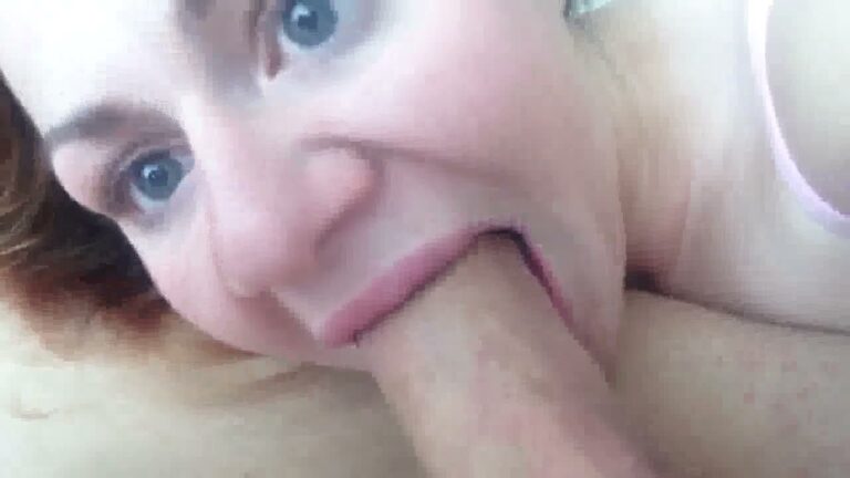 With Beautiful Blue Eyes Feasting On His Large Pecker
